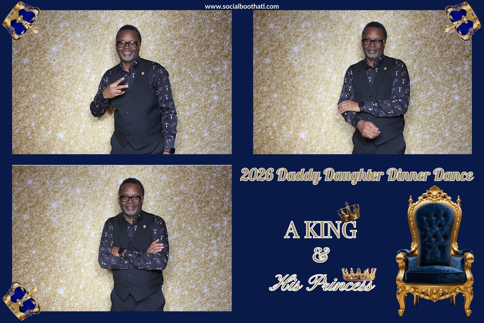 Finished wide 4 by 6 photo layout from a father daughter celebration